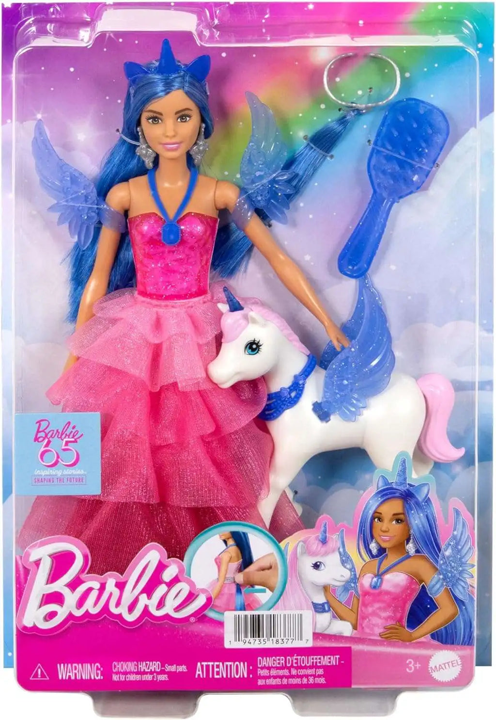 Barbie doll with unicorn in packaging