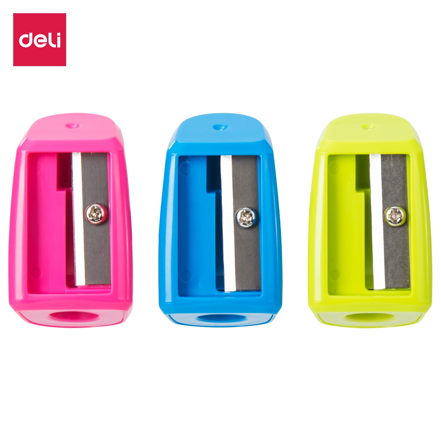Deli Pencil Sharpner 1-Hole W/Soft Rubber Asst.