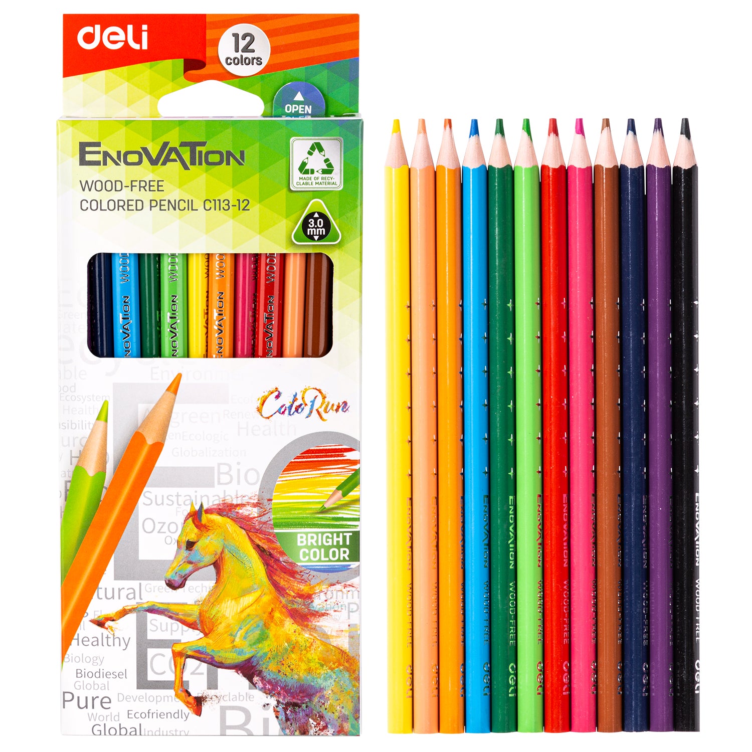 Deli Colored Pencil 12 Color Triangular Barrel