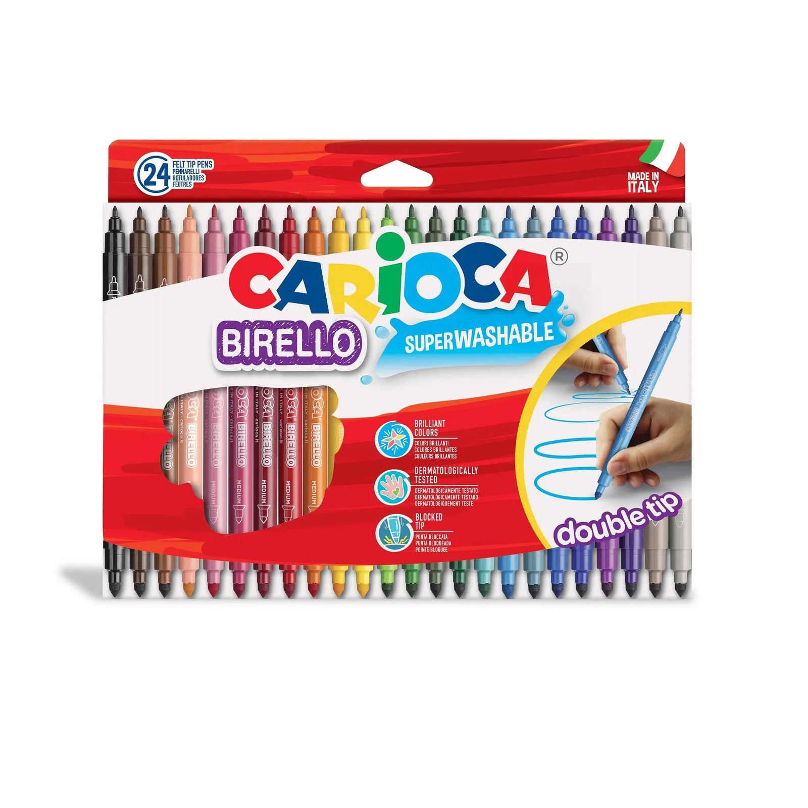 CARIOCA Birello Set of 24 Felt Tip Pens - Double Tip