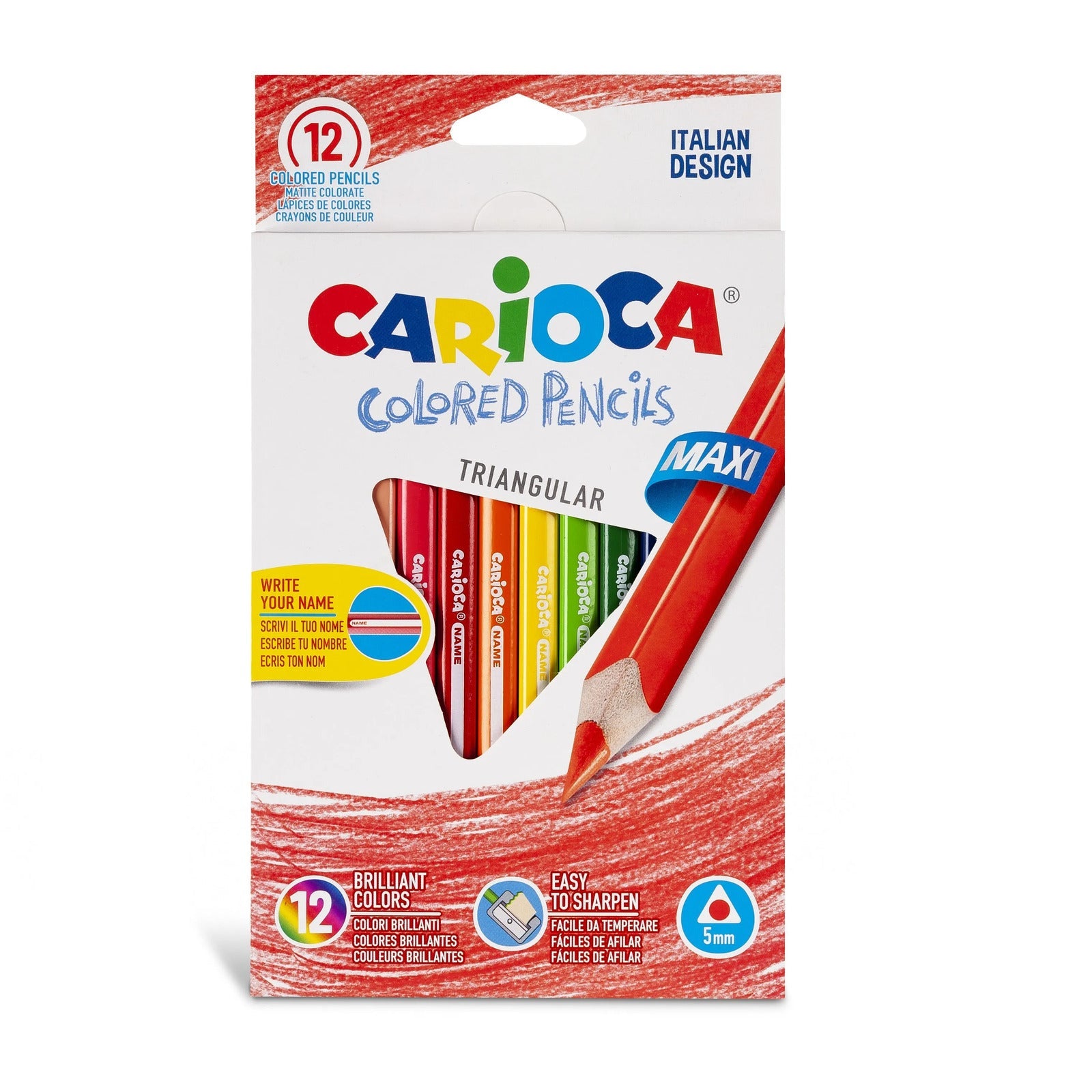 Carioca Maxi Colored Pencils Triangular Set Of 12