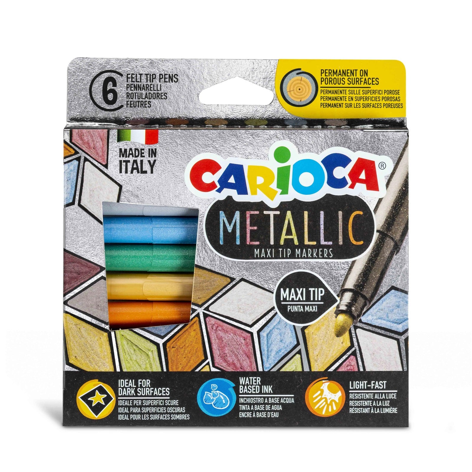 CARIOCA Metallic Maxi Tip Markers Set Of 6
