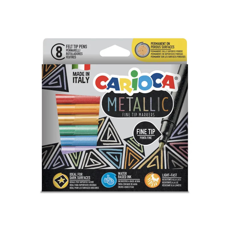 CARIOCA Metallic Fine Tip Markers Set Of 8