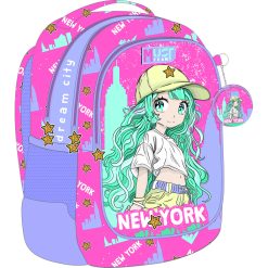 43 CM BACKPACK 3 CASES BLUE HAIR GIRL