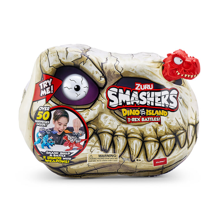 Zuru Smashers toy packaging with dinosaur design on a white background