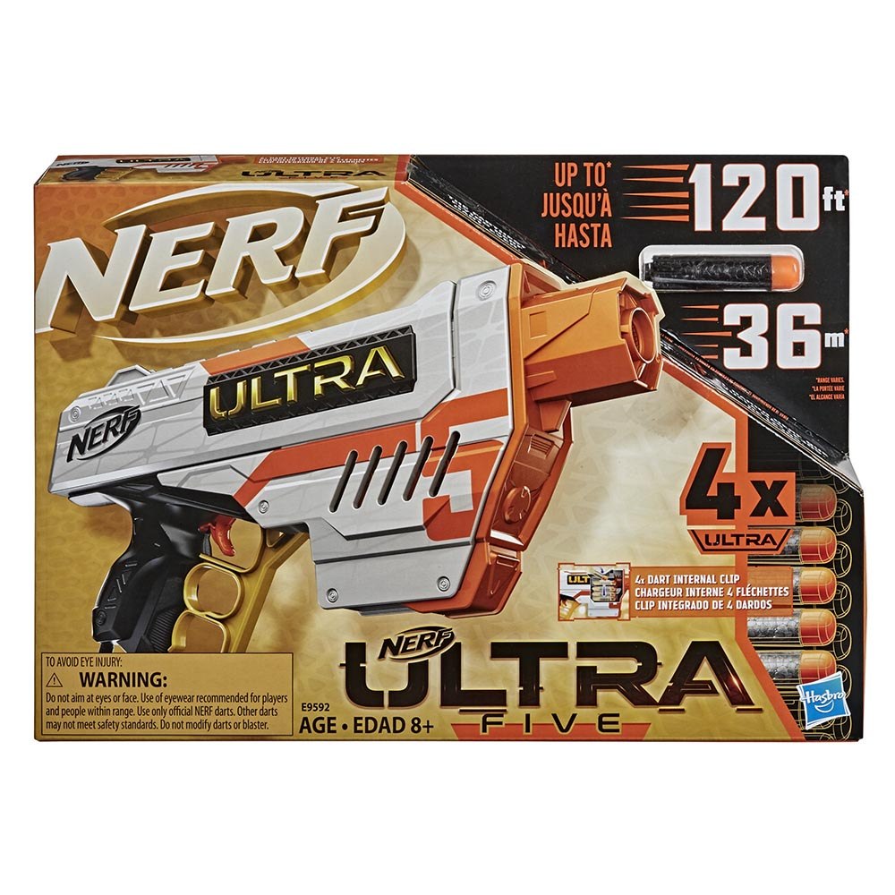 NERF Ultra Five Toy Blaster with 4 Dart Internal Clip
