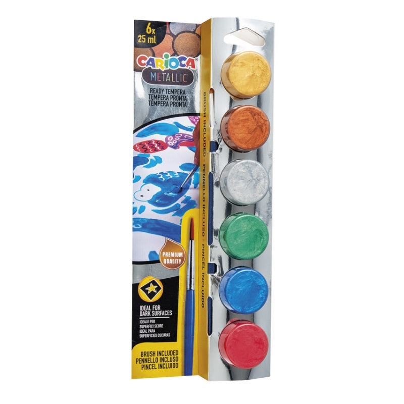 CARIOCA TEMPERA METALLIC POTS 25ML BOX OF 6