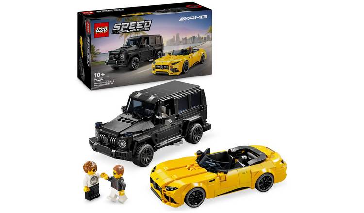 LEGO Speed Champions Mercedes-Benz G-Class and AMG C63 S Convertible set with packaging on a white background