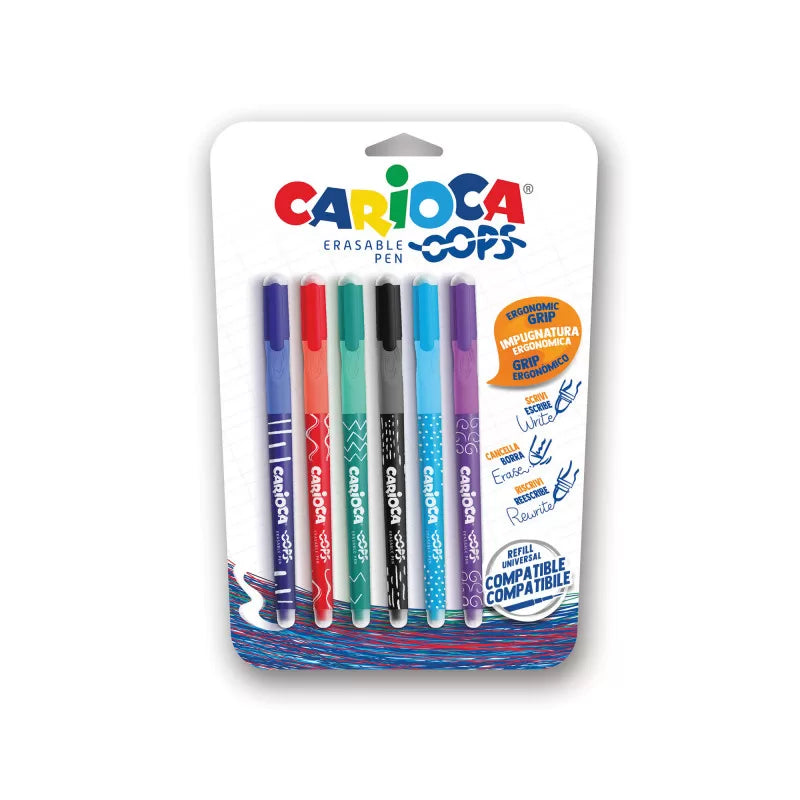 Carioca Oops Erasable Pens - 6 Pcs