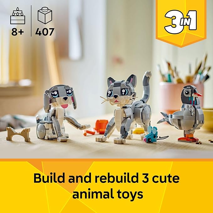 LEGO Creator 3in1 Playful Cat Figure, Toy Animal Set 31163