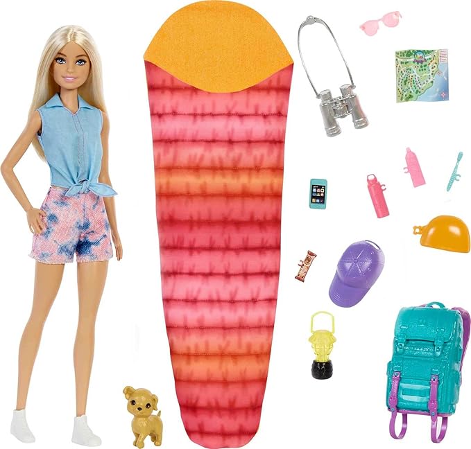 Barbie Malibu Camping Doll with Pet Puppy