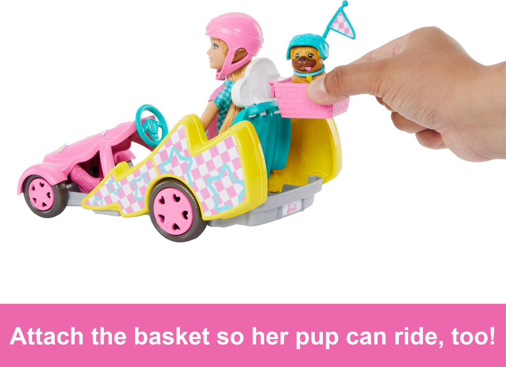 Barbie Stacie Doll with Go-Kart Car with Rolling Wheels, Dog, Accessories