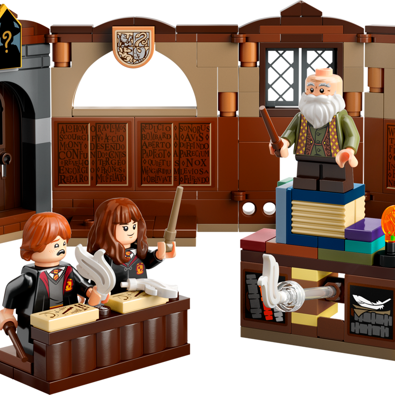 LEGO Harry Potter set with characters in a classroom setting