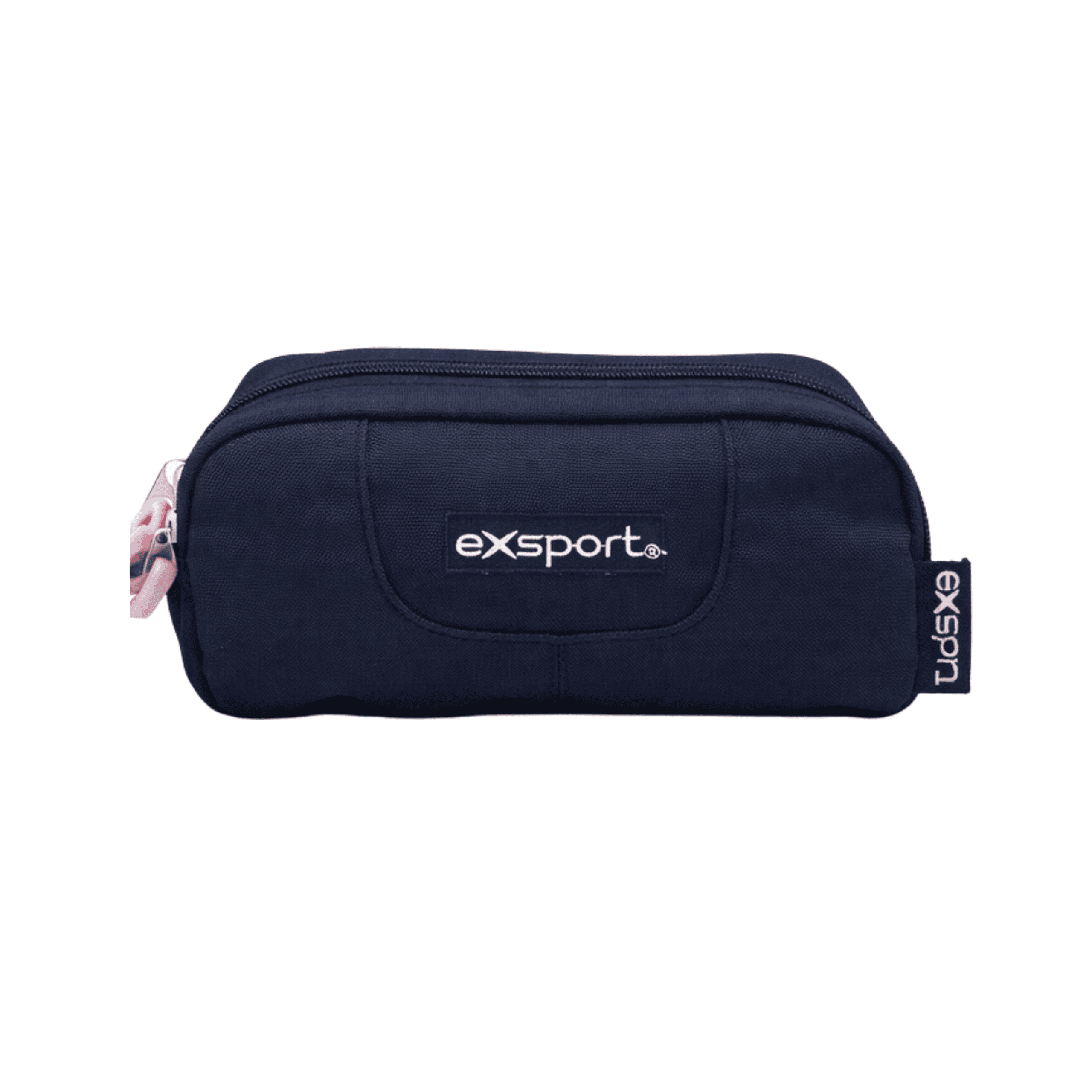 EXSPORT Pencil Case Plain W/Rubber Patch Navy/Pink / 2627555