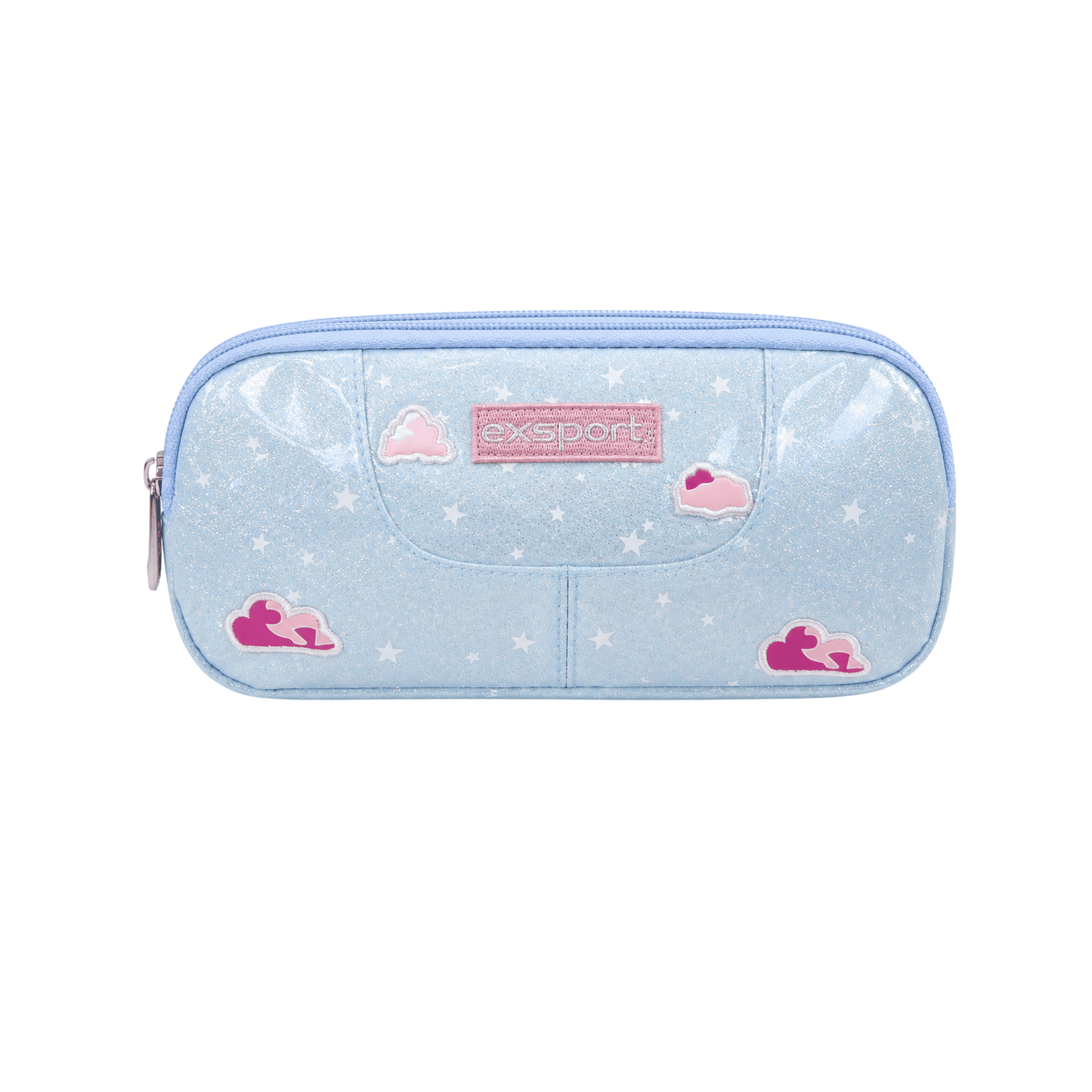 EXSPORT Pencil Case Blended Girls Shiny Blue Clouds 2 Comp. / 2627571