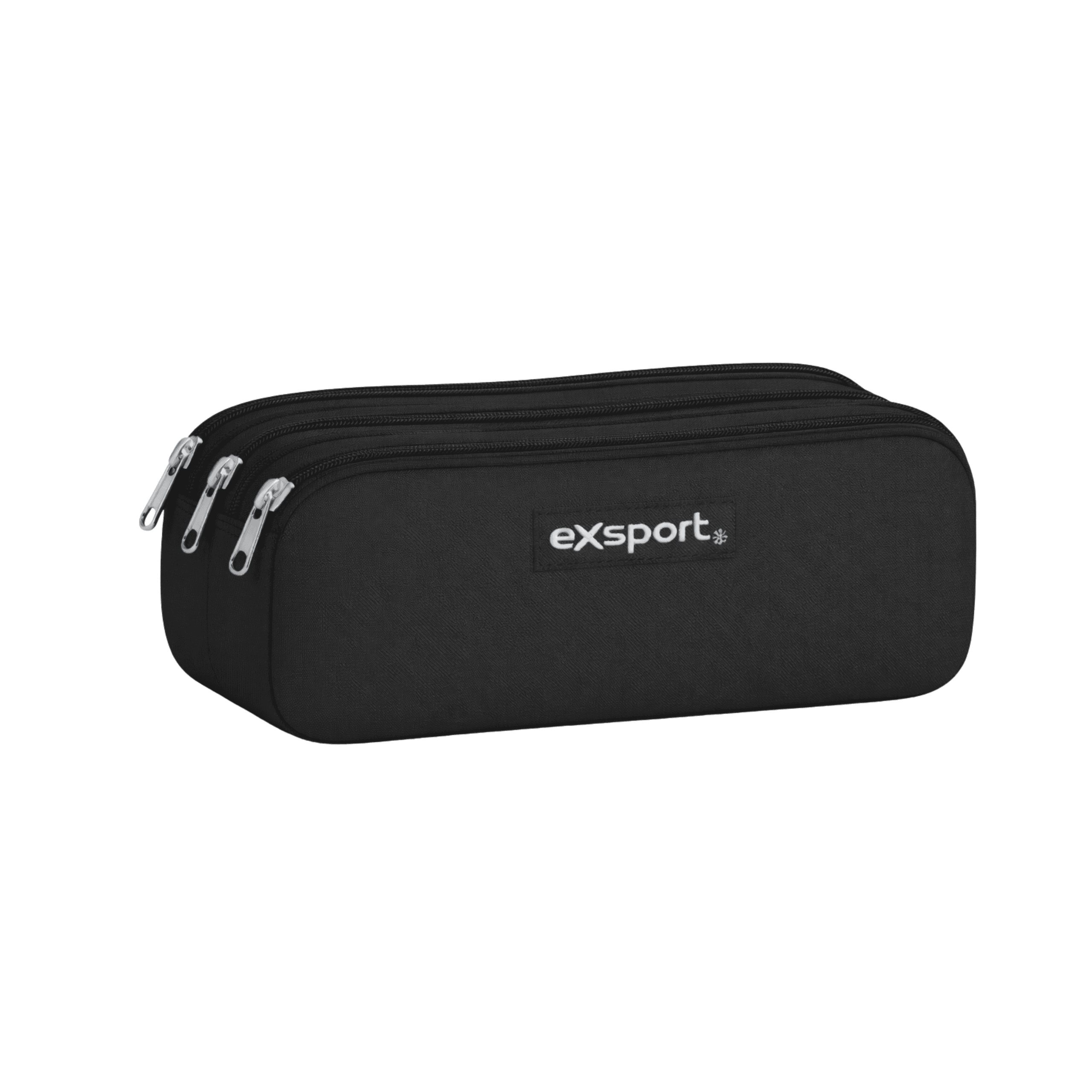 EXSPORT Pencil Case Plain 3 Comp. Black / 2627514