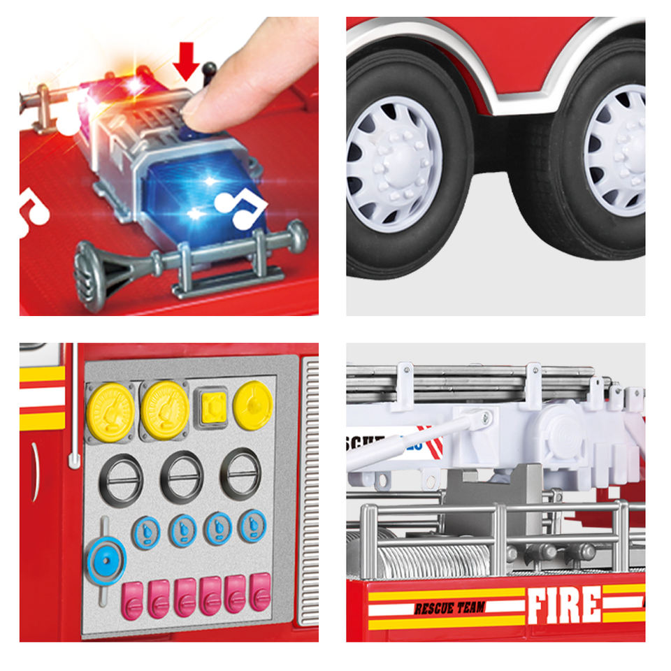 Inertial Fire Truck 63cm Simulation Stretchable Ladder Fire Truck