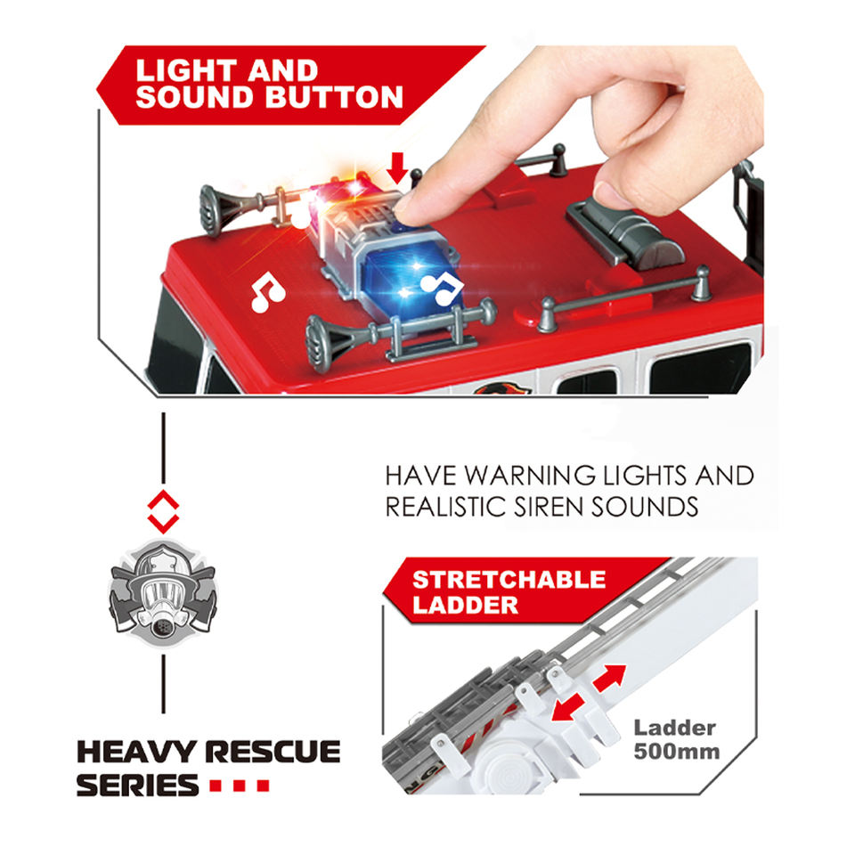 Inertial Fire Truck 63cm Simulation Stretchable Ladder Fire Truck