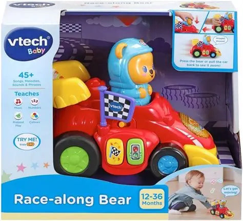 Vtech Baby Race-along Bear toy in packaging with colorful design