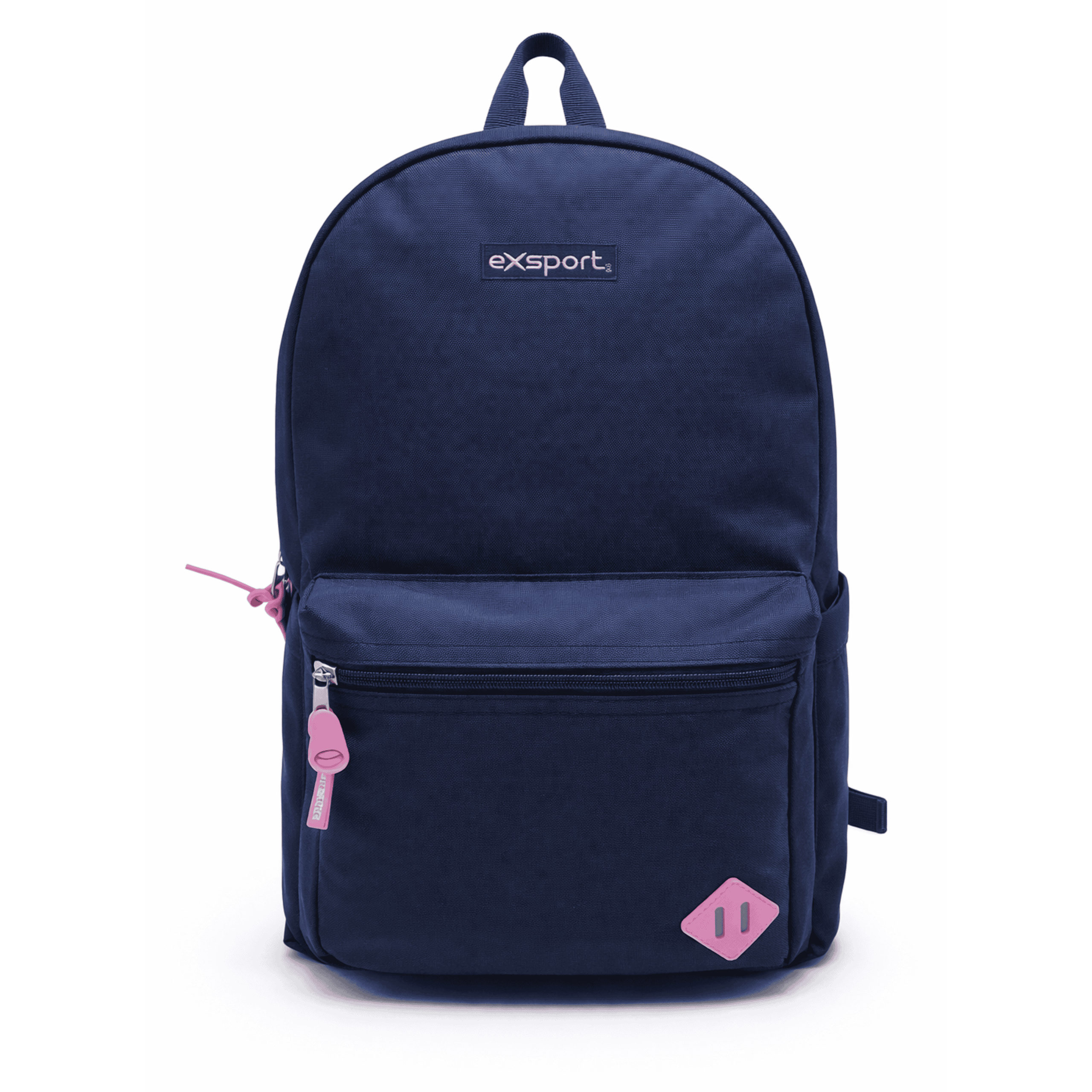 EXSPORT Backpack Plain W/Rubber Patch 1 Comp. Navy/Pink / 2627552
