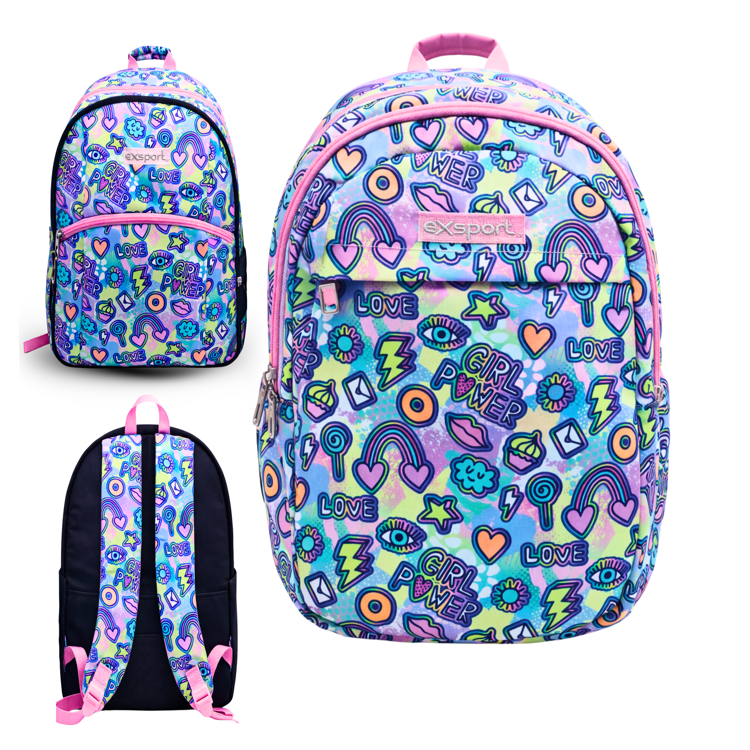 EXSPORT Backpack Printed 2IN1 Multiple Comp. Girl Power / 2627900