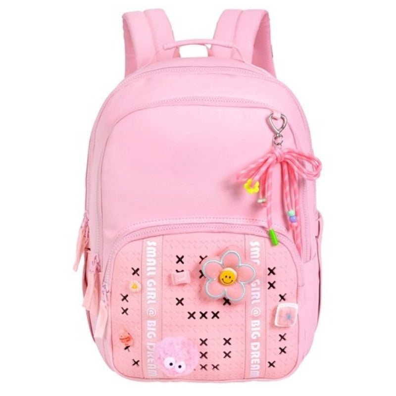 Smart Big Dream Small Girl Backpack - Light Pink with Charms