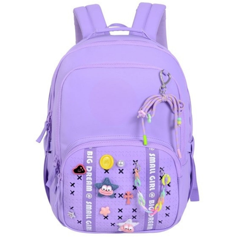 Smart Big Dream Small Girl Backpack - Purple with Charms