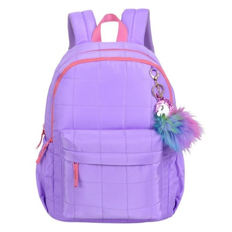 Smart Plain Backpack - Purple with Pink Lining