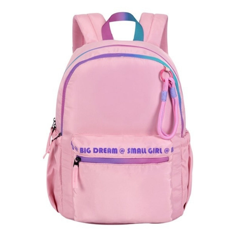 Smart Big Dream Small Girl Backpack - Pink Gradient Zipper