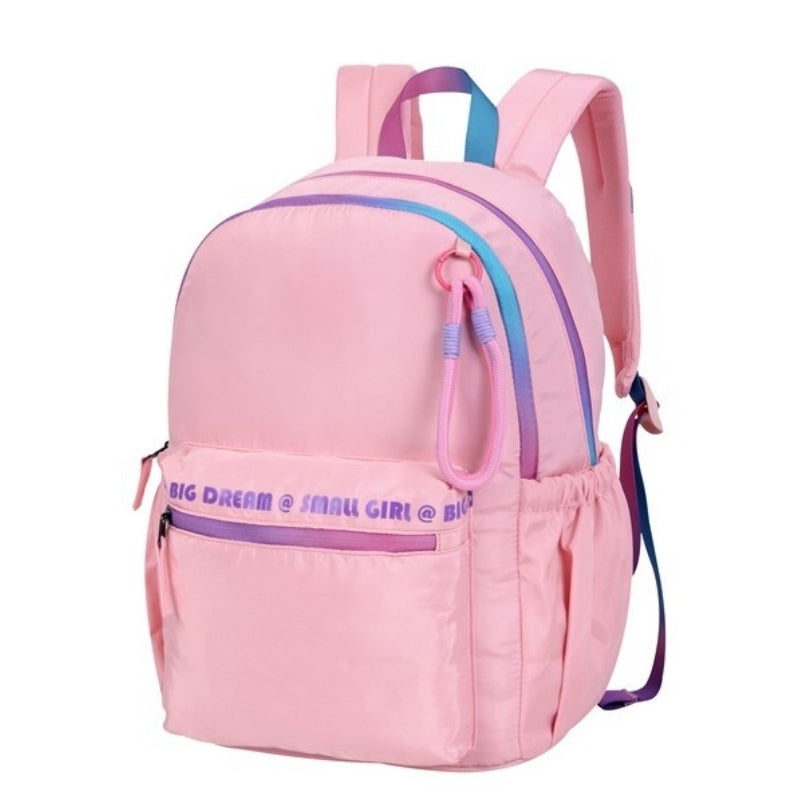 Smart Big Dream Small Girl Backpack - Pink Gradient Zipper