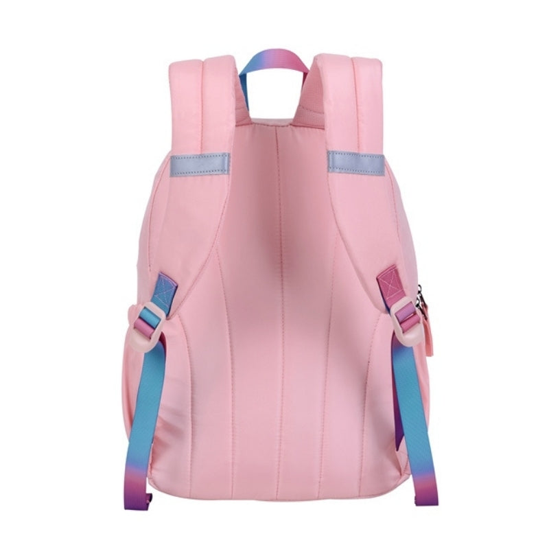 Smart Big Dream Small Girl Backpack - Pink Gradient Zipper
