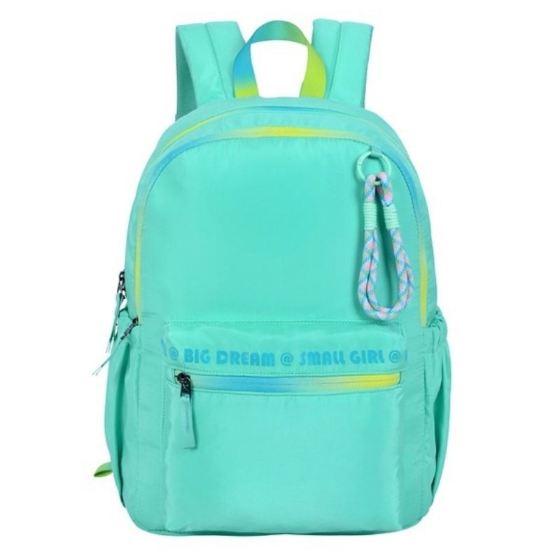 Smart Big Dream Small Girl Backpack - Green Gradient Zipper