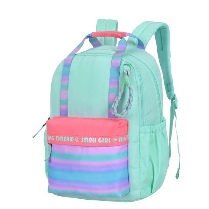 Smart Big Dream Small Girl Backpack - Green Colored Pocket