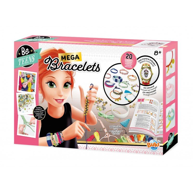 Box of Be Mega Bracelets craft kit for teens with a girl on the front