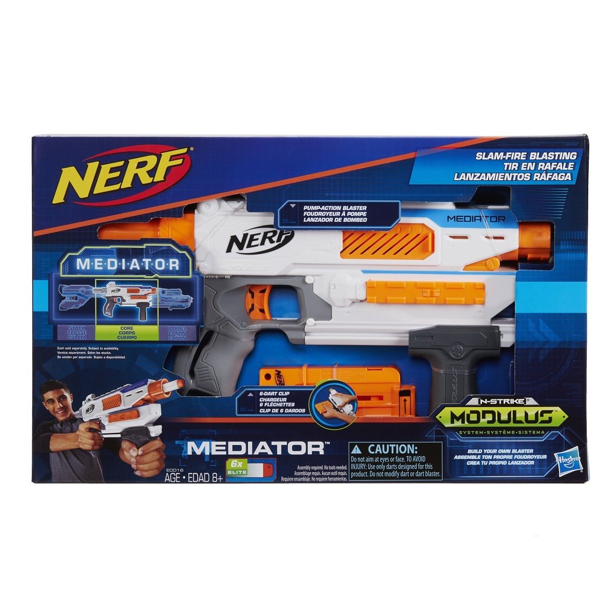 Nerf Mediator toy blaster packaging on a white background