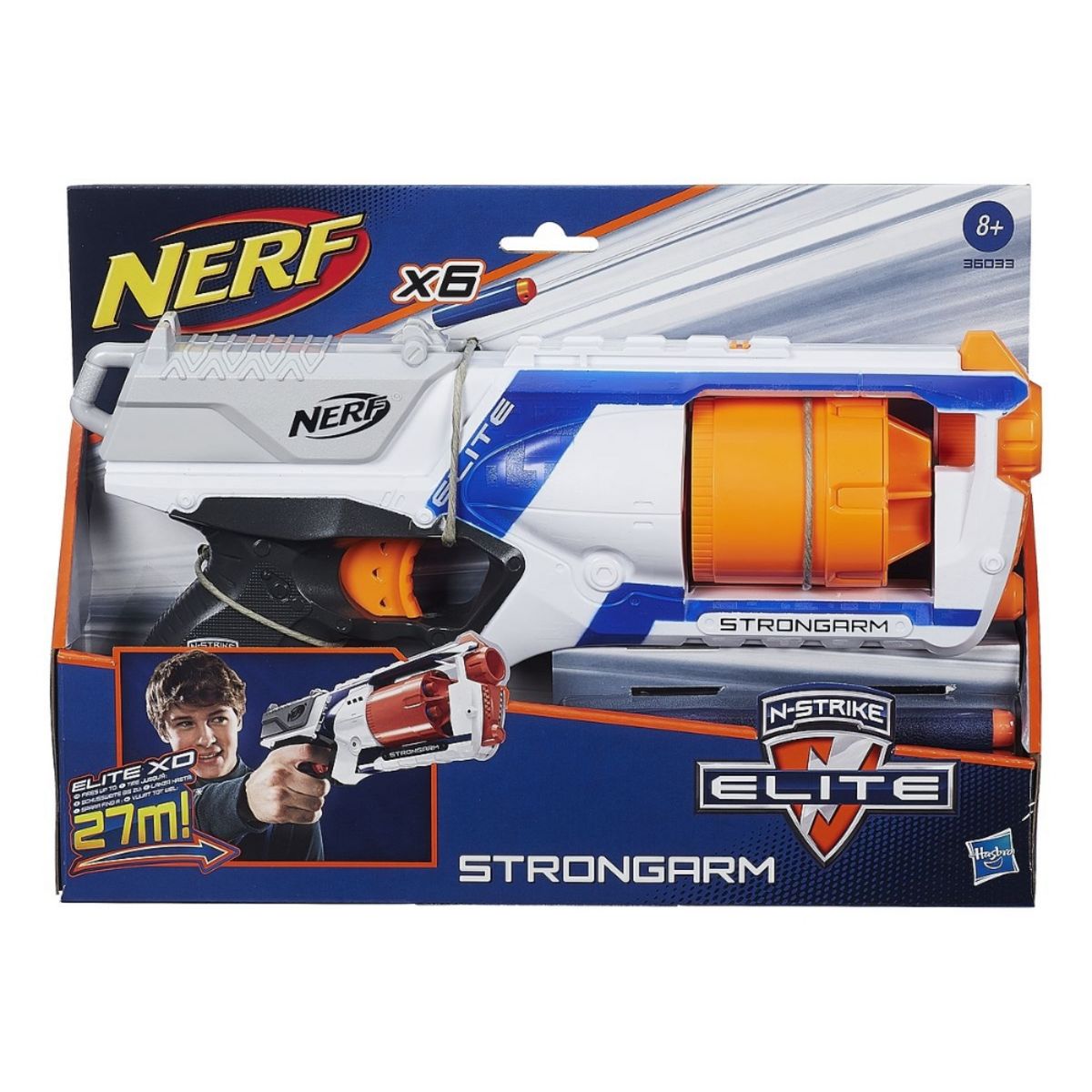 Nerf Strongarm toy blaster packaging with NERF branding