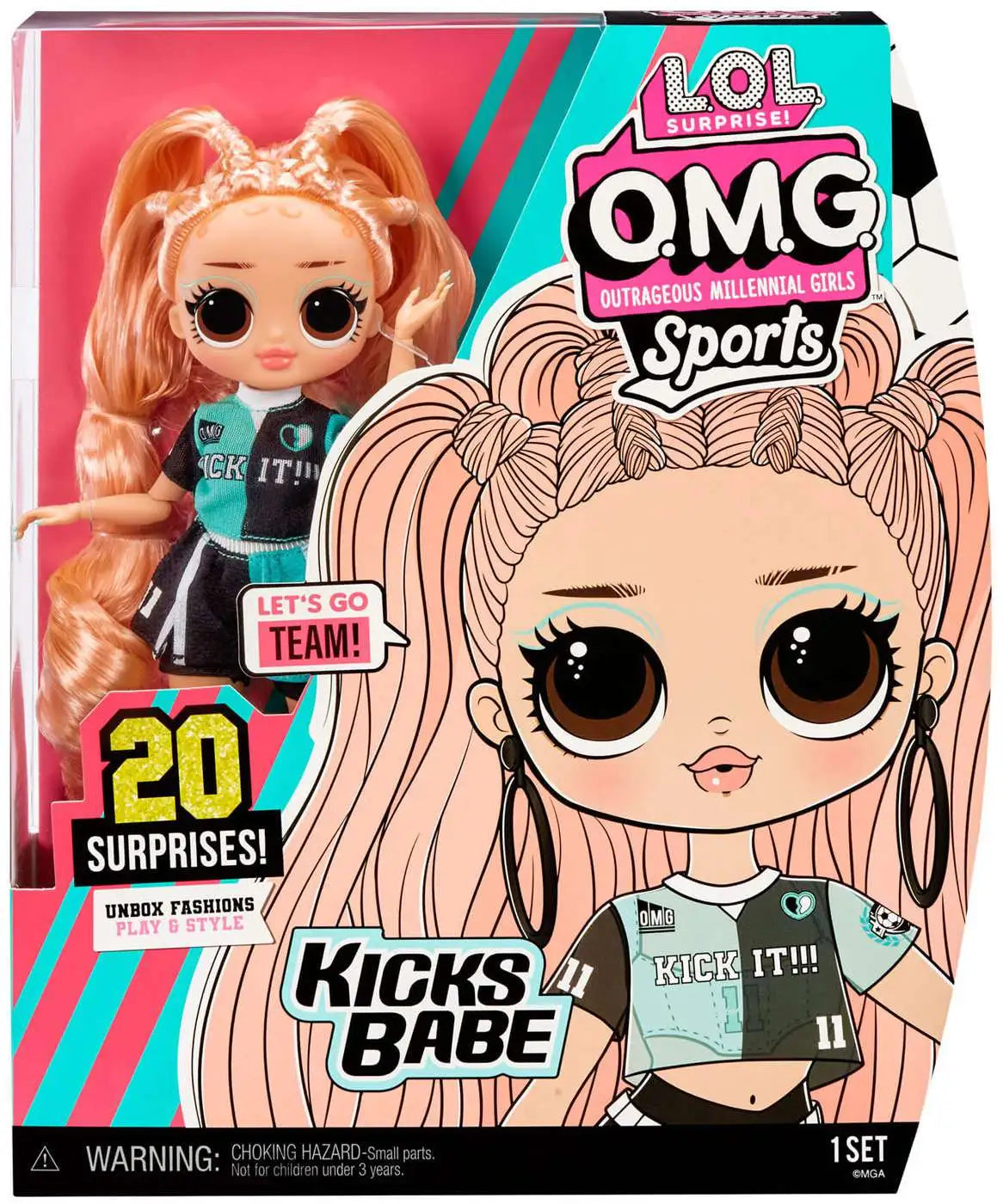 Boxed LOL Surprise OMG Sports doll with pink hair and sports-themed outfit