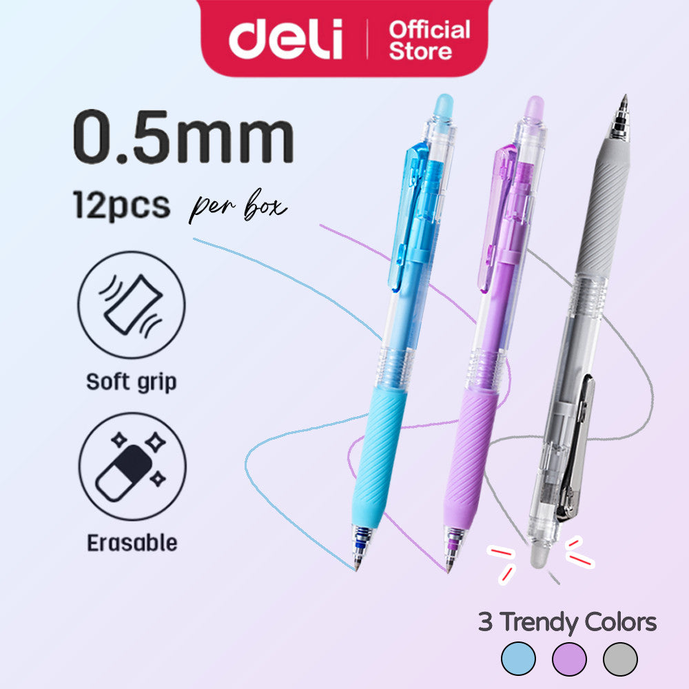 Deli Erasable Gel Pen Bullet Tip 0.5Mm Blue
