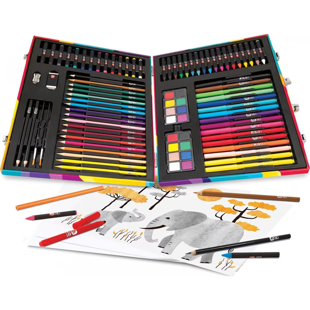 AS Wooden Art Case Deluxe Rainbow With 100 Accessories